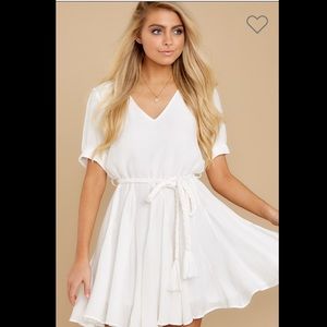 “Thinking About this White Dress” by Red Dress